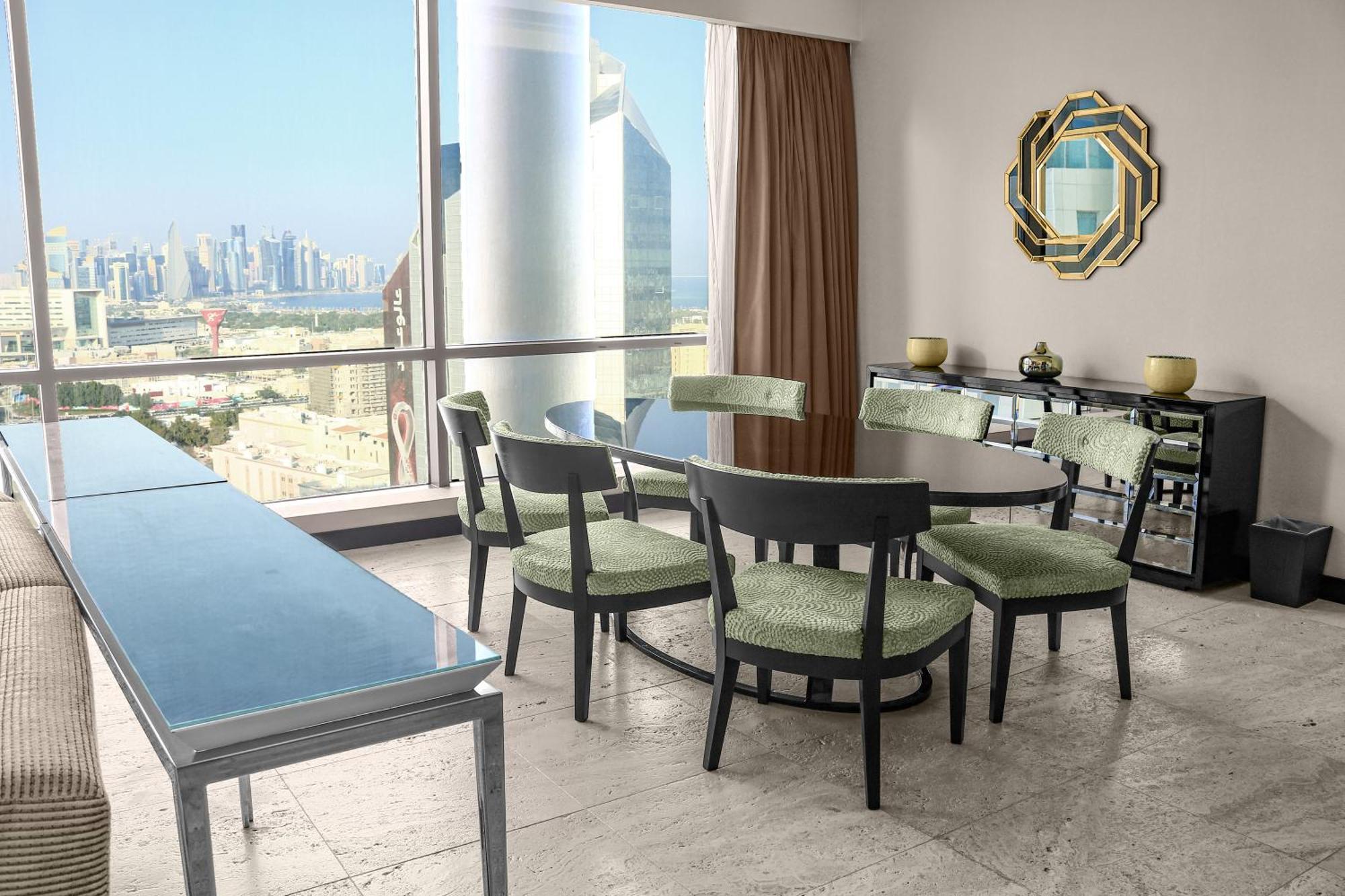 Hotel Millennium Plaza Doha Exterior foto 3D rendering of a dining room